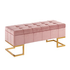 Silver Orchid Crossgar Velvet Storage Bench with Flip-Top Lid