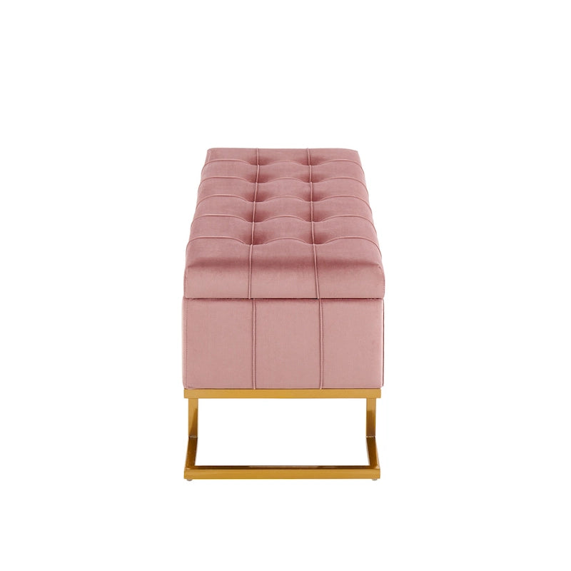 Silver Orchid Crossgar Velvet Storage Bench with Flip-Top Lid