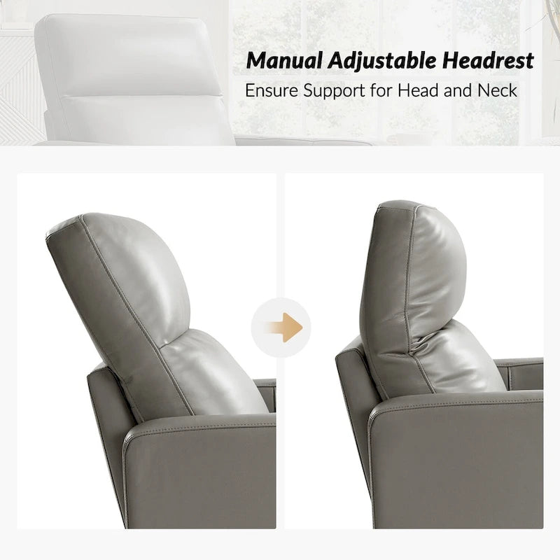 Josefa Modern Genuine Leather Swivel Rocker Recliner by Hulala Home