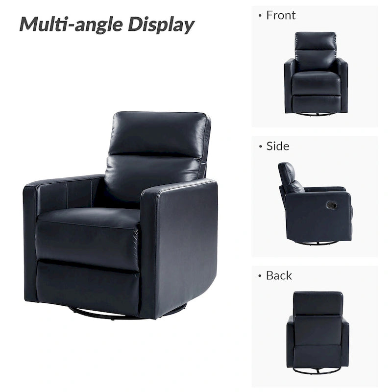 Josefa Modern Genuine Leather Swivel Rocker Recliner by Hulala Home