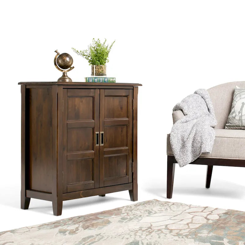 WYNDENHALL Portland SOLID WOOD 30 inch Wide Transitional Low Storage Cabinet - 30w x 14d x 31h