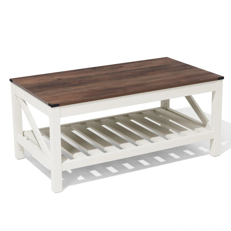 Crestlive Living Room Coffee Table with Storage Shelf, Sofa Center Table - 40.16 W x 22.05 D x 18.11 H