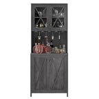 Farmhouse Bar Cabinet for Liquor and Glasses for Dining Room Kitchen Cabinet with Wine Rack
