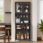 Farmhouse Bar Cabinet for Liquor and Glasses for Dining Room Kitchen Cabinet with Wine Rack