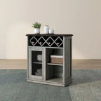 DH BASIC Farmhouse Four Shelf and Four Bottle Lattice-like Wine Buffet by