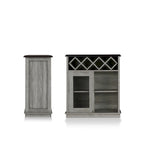 DH BASIC Farmhouse Four Shelf and Four Bottle Lattice-like Wine Buffet by