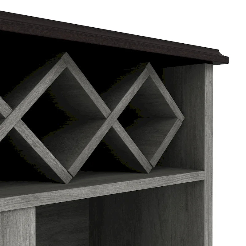 DH BASIC Farmhouse Four Shelf and Four Bottle Lattice-like Wine Buffet by