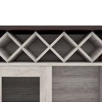 DH BASIC Farmhouse Four Shelf and Four Bottle Lattice-like Wine Buffet by