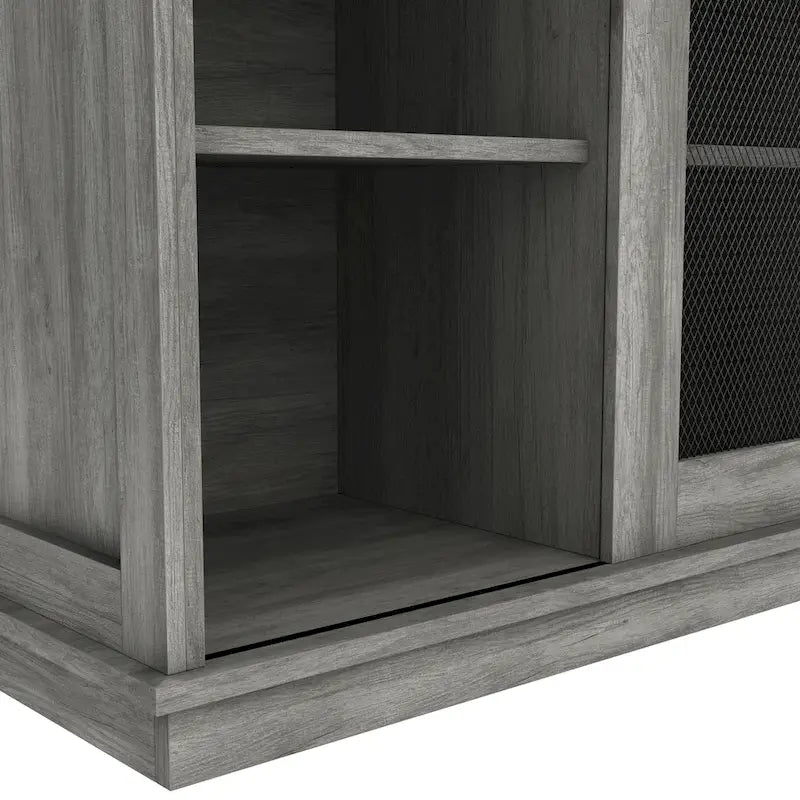 DH BASIC Farmhouse Four Shelf and Four Bottle Lattice-like Wine Buffet by