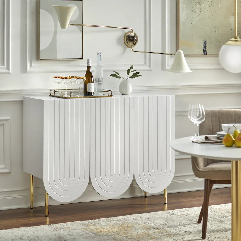 Lifestorey Ingrid 3-Door Scalloped Mid-Century Sideboard