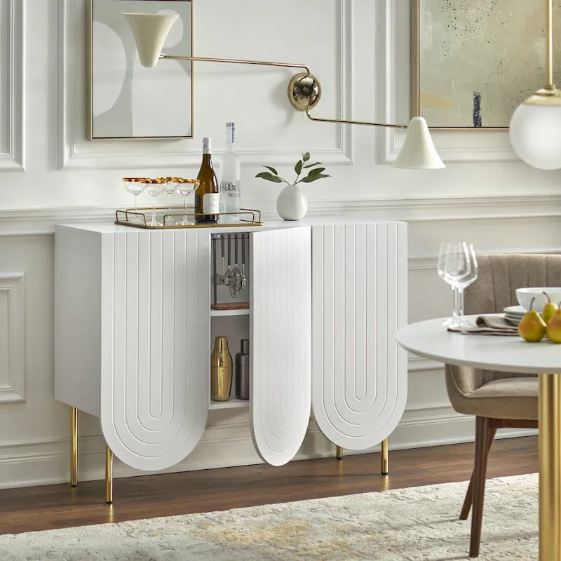 Lifestorey Ingrid 3-Door Scalloped Mid-Century Sideboard