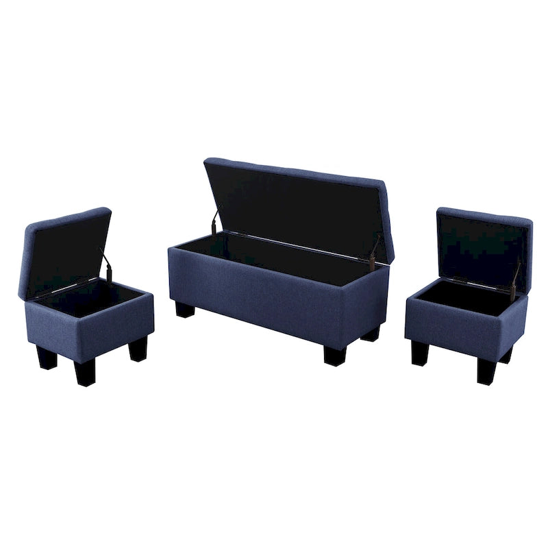 Mid-Century Modern Tufted Storage Lift Top Bench