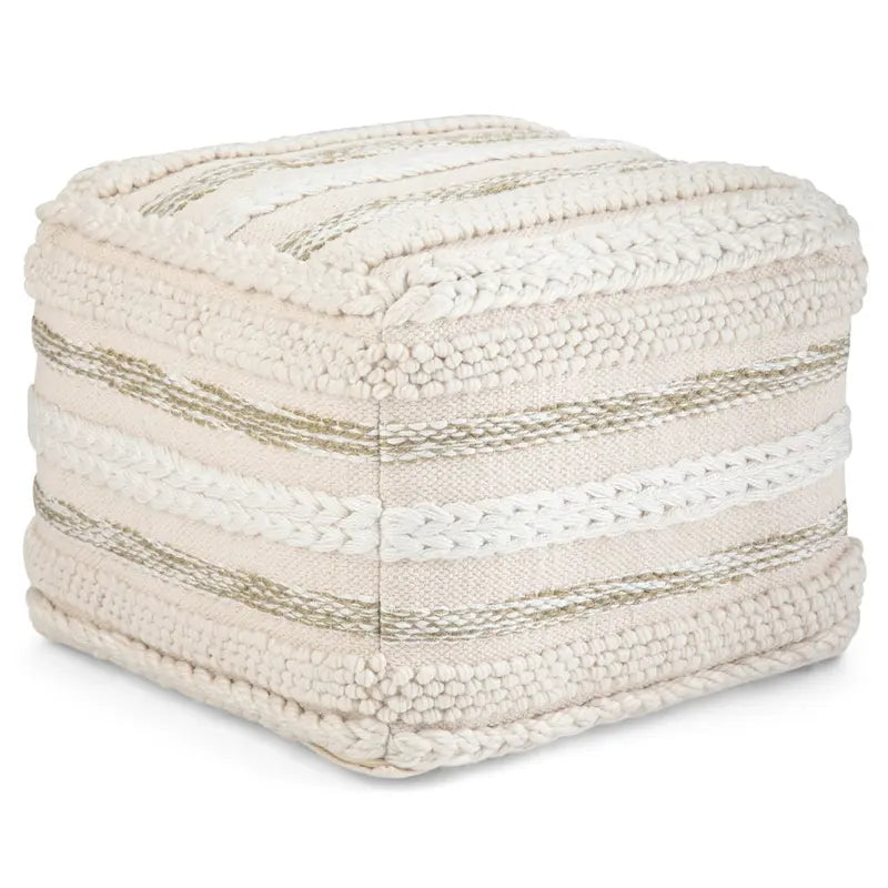 WYNDENHALL Silva Boho Square Pouf in Handloom Woven Pattern