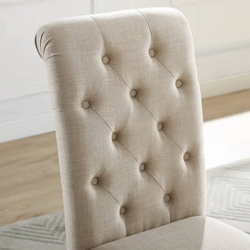 Roundhill Furniture Leviton Solid Wood Tufted Dining Chair (Set of 2)