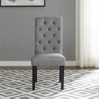 Roundhill Furniture Leviton Solid Wood Tufted Dining Chair (Set of 2)