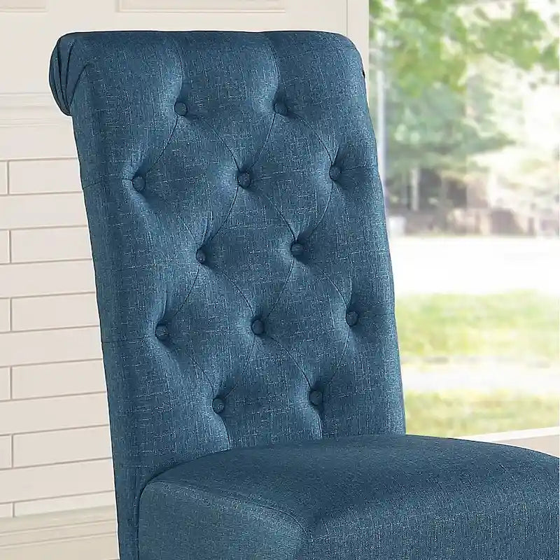 Roundhill Furniture Leviton Solid Wood Tufted Dining Chair (Set of 2)