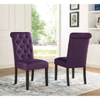 Roundhill Furniture Leviton Solid Wood Tufted Dining Chair (Set of 2)