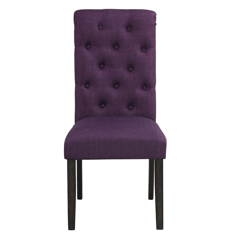 Roundhill Furniture Leviton Solid Wood Tufted Dining Chair (Set of 2)