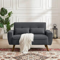 48.82 Small Tufted Loveseat Sofa with 2 Pillows and Tapered Wood Legs