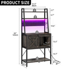 Moasis 5 Tier Kitchen LED Bakers Rack with Sliding Storage and Shelves Bar Table with Power Outlet