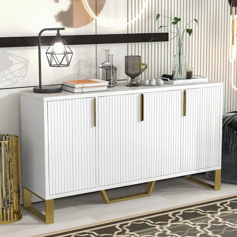 Nestfair Sideboard Kitchen Cabinet with Four Doors and Adjustable Shelves