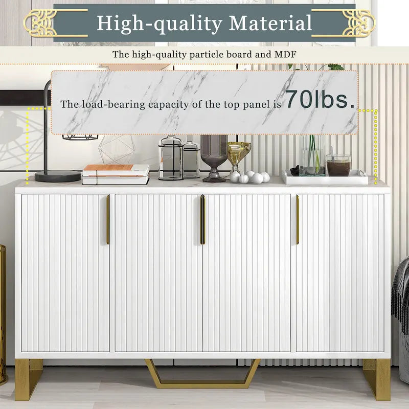 Nestfair Sideboard Kitchen Cabinet with Four Doors and Adjustable Shelves