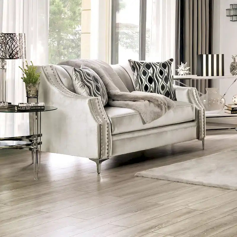 Vynn Transitional Chenille Sloped Arms 2-Piece Living Room Set by Furniture of America