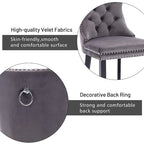 Dining Chairs Set of 6, Luxury Upholstered Velvet Kitchen Chairs Side Chair with Padded Seat Back and Solid Wood Legs - N/A
