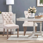 Set of 2 Velvet Dining Chairs,Tufted Solid Wood Armless Chairs Accent Chair with Nailhead Trim and Back Ring Pull
