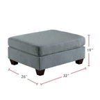 Linen-Like Fabric Upholstered Cocktail Ottoman