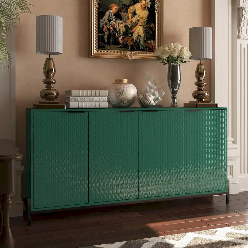 Clihome High Gloss 4-Door Storage Accent Buffets Sideboards