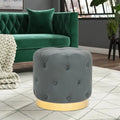 Adeco Round Velvet Ottoman Vanity Footrest Stool Gold Plating Base
