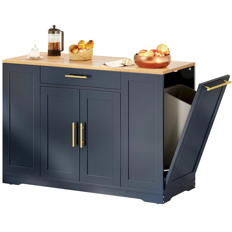 Moasis 53-inch Rolling Kitchen Island Storage Cabinet Portable Mobile Kitchen Cart