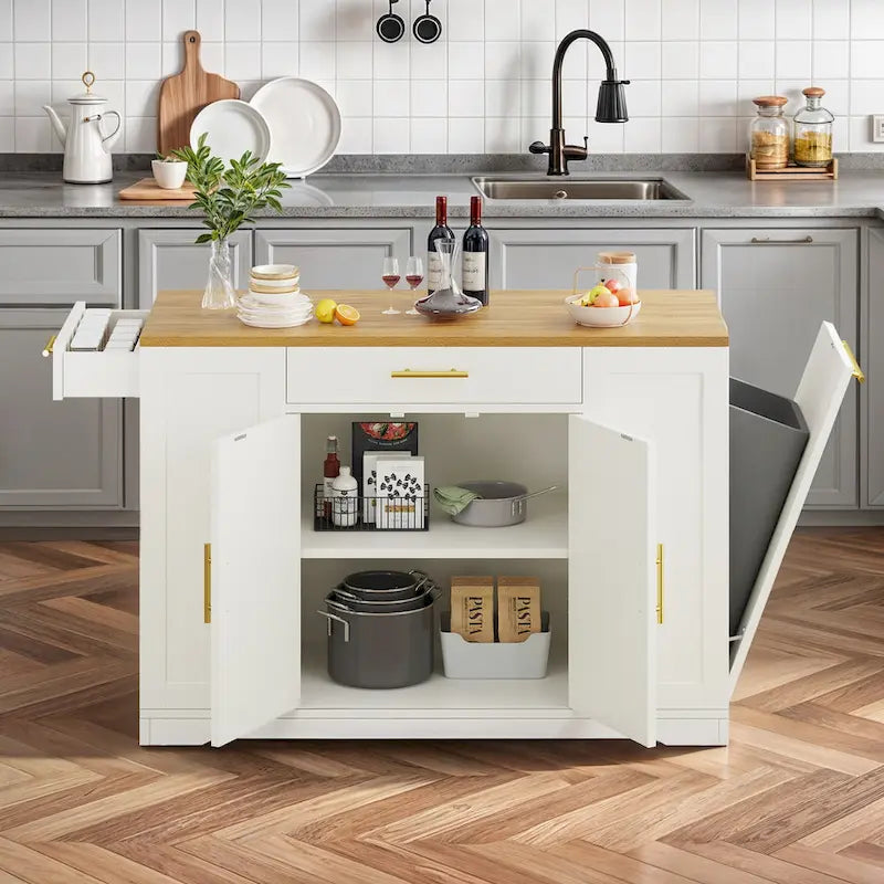 Moasis 53-inch Rolling Kitchen Island Storage Cabinet Portable Mobile Kitchen Cart