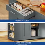 Moasis 53-inch Rolling Kitchen Island Storage Cabinet Portable Mobile Kitchen Cart