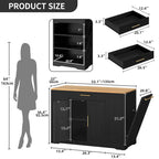 Moasis 53-inch Rolling Kitchen Island Storage Cabinet Portable Mobile Kitchen Cart