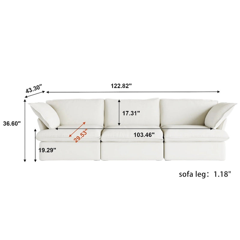 123 Upholstered Sectional Sofa Minimalist Velvet Couch