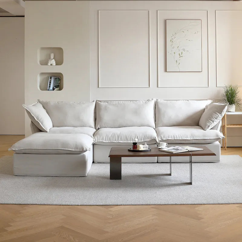 123 Upholstered Sectional Sofa Minimalist Velvet Couch