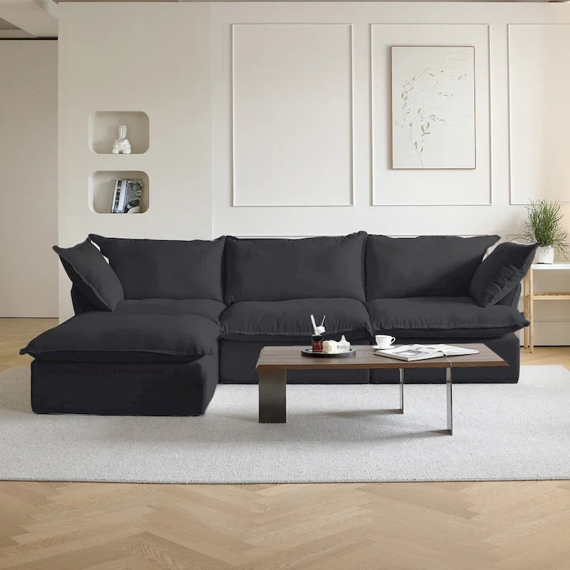 123 Upholstered Sectional Sofa Minimalist Velvet Couch