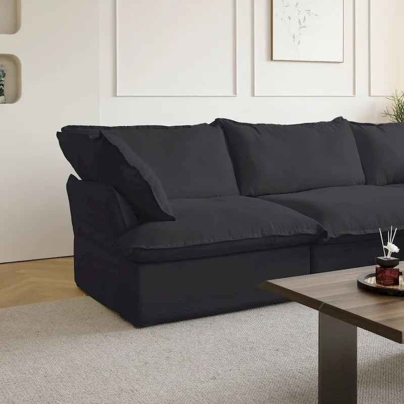 123 Upholstered Sectional Sofa Minimalist Velvet Couch