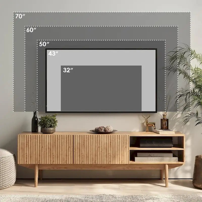 Living Skog Kelly TV Stand Console Fits TV's up to 65 in. with Wood Legs in Mid Century Modern Scandinavian Design