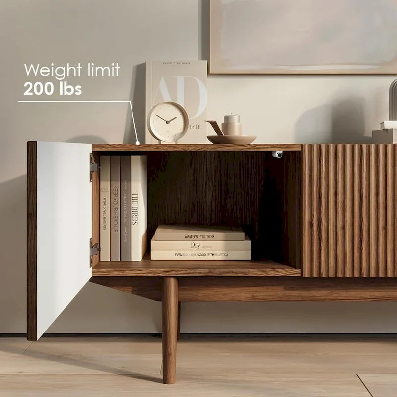 Living Skog Kelly TV Stand Console Fits TV's up to 65 in. with Wood Legs in Mid Century Modern Scandinavian Design