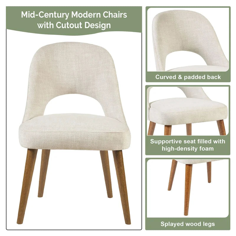 INK+IVY Nola Upholstered Dining Side Chairs with Cutout Back design (Set of 2)