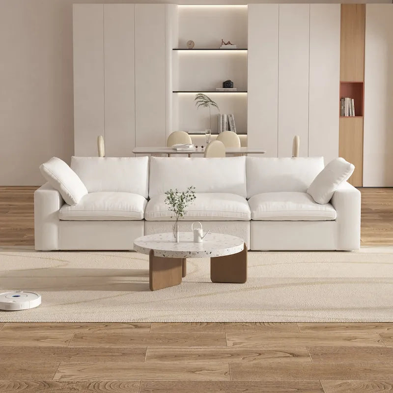120 inch Contemporary Soft Commix Down Filled Cushions 3-Piece Sectional Sofa