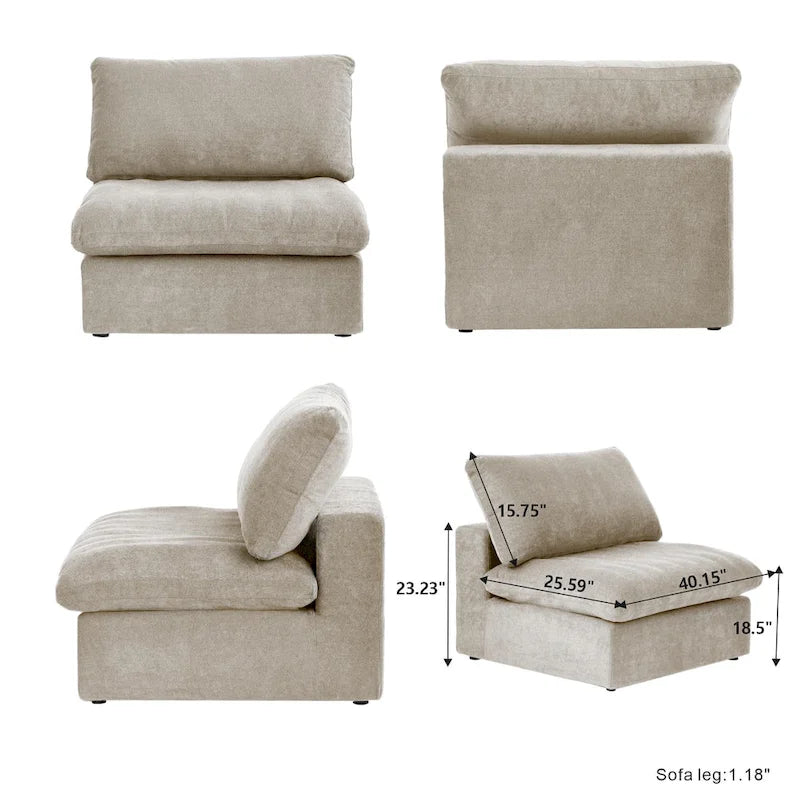 120 inch Contemporary Soft Commix Down Filled Cushions 3-Piece Sectional Sofa