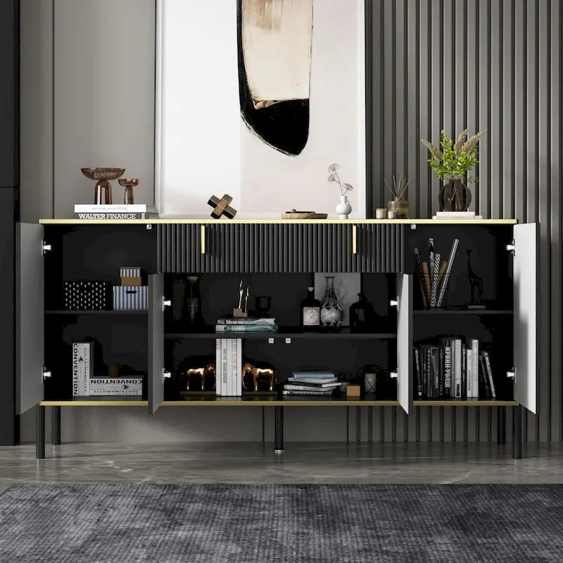 Pop-Up Door Credenza Sideboard Buffet Buffet Sideboard Storage Cabinet