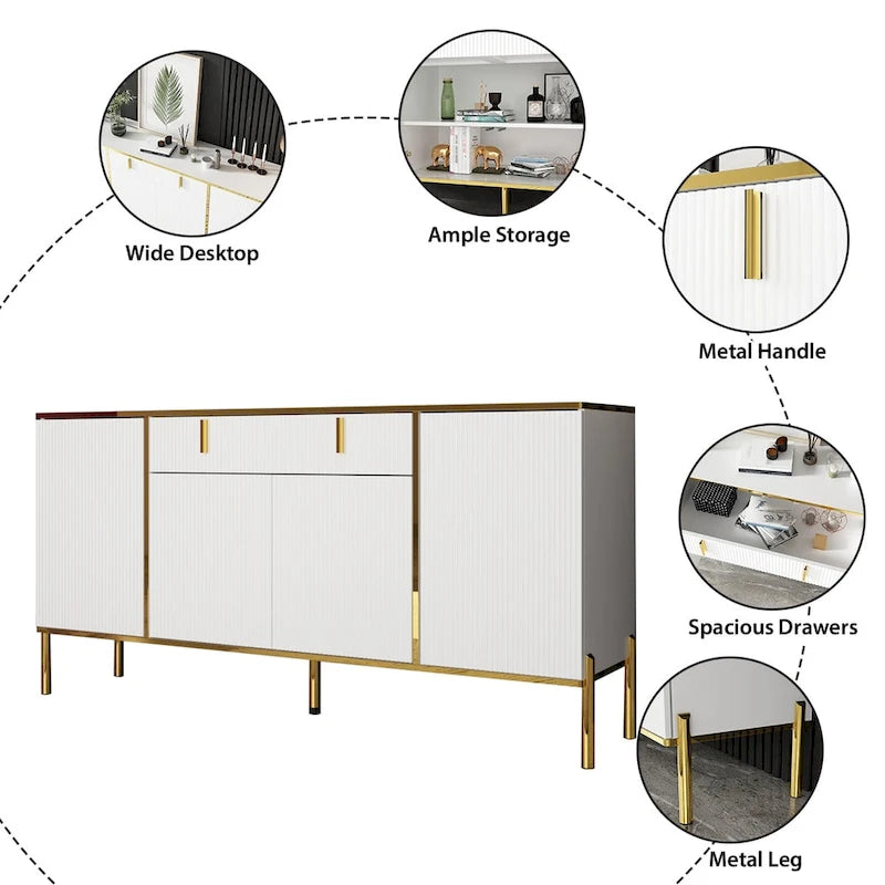 Pop-Up Door Credenza Sideboard Buffet Buffet Sideboard Storage Cabinet