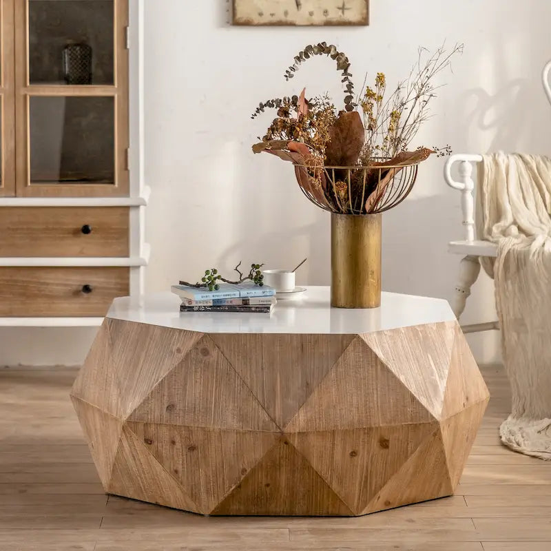 Three-dimensional Embossed Pattern Design American Retro Style Coffee Table