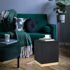 Adeco Ottoman Footrest Vanity Stool Gold Trim Footstool