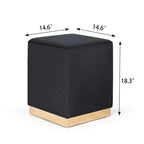 Adeco Ottoman Footrest Vanity Stool Gold Trim Footstool